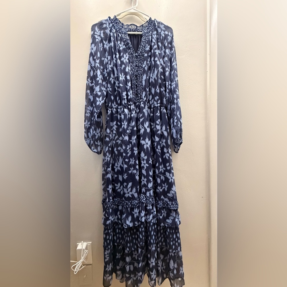 Navy Floral Long Sleeve Dress